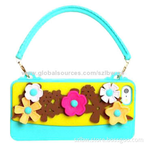 Cliche Series Handbag Style Flower Pattern Silicone Case for iPhone 4 and 4S, OEM Orders Welcomed